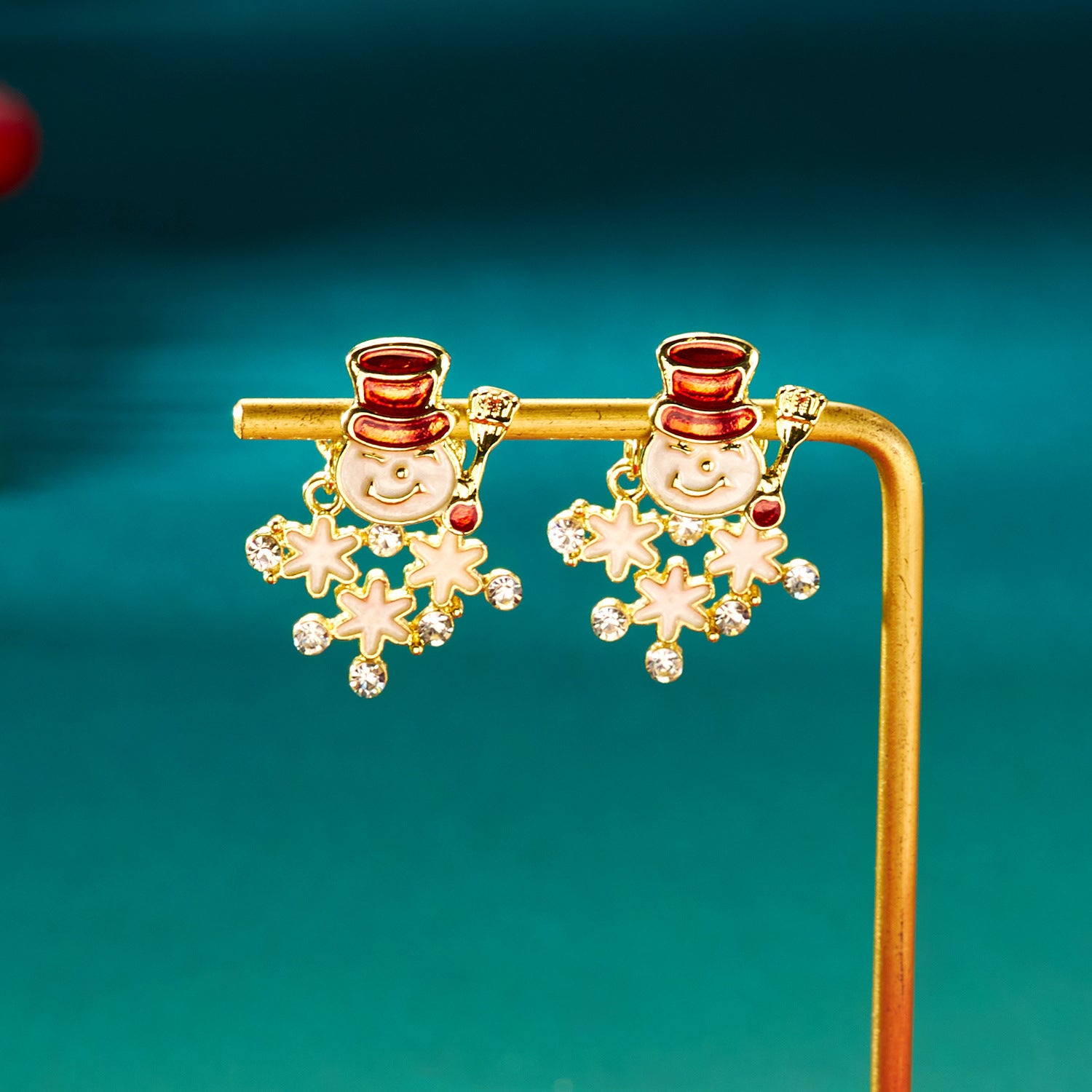 Wholesale Cute cartoon snowflake and snowman cookie pattern earrings